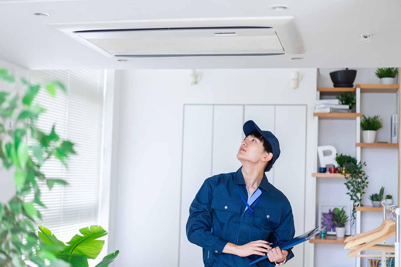 アスベスト検体採取作業の様子